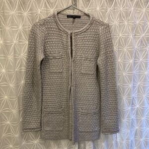 WHBM Gray Sparkly Sweater Blazer